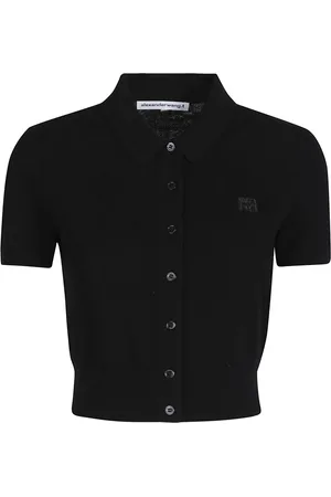 Alexander Wang Swetry, Kobieta, Czarny, S, Kardigan Polo z haftem
