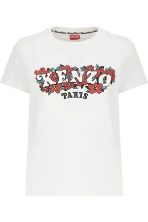 Kenzo Koszulki, Kobieta, Biały, S, Bawełna, Biała bawełniana koszulka z nadrukiem logo