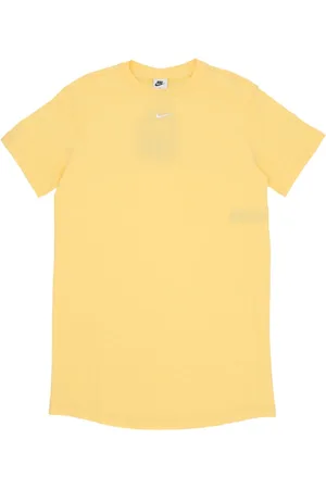 Nike Sukienki, Kobieta, Żółty, S, Sukienka Essential Tee Topaz złoto/biały