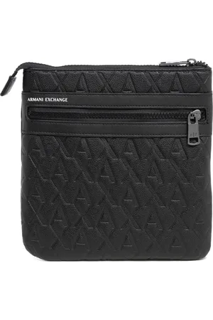 Armani Exchange Torebki, Mężczyzna, Czarny, ONE SIZE, Logo Torba na Ramię z Regulowanym Paskiem
