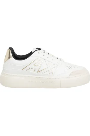 Armani Exchange Buty, Kobieta, Biały, 37 EU, Proste Tenisówki na Sznurowadła