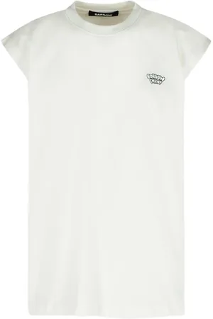 BARROW Koszulki, Mężczyzna, Biały, M, Bawełna, Biały bawełniany tank top z kontrastowym logo