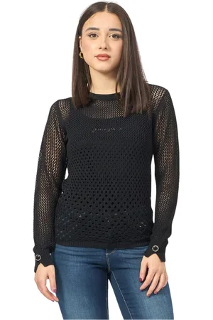 Fracomina Swetry, Kobieta, Czarny, XS, Nylon, Czarny Sweter Regular Fit Długi Rękaw