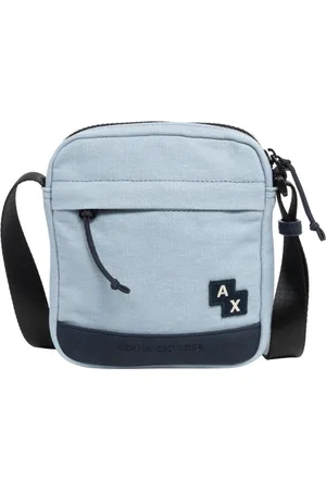 Armani Exchange Torebki, Mężczyzna, Niebieski, ONE SIZE, Wielokolorowa Torba na Ramię z Regulowanym Paskiem