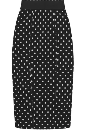 Dolce & Gabbana Spódnice, Kobieta, Czarny, M, Spódnica w Groszki z Elastycznym Pasem