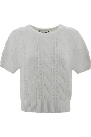 D.EXTERIOR Swetry, Kobieta, Biały, XS, Biała Mesh Crew Neck Top
