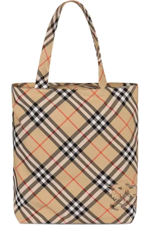 Burberry Torebki, Mężczyzna, Beżowy, ONE SIZE, Bawełna, Torebka z Kratą i Zamkiem Błyskawicznym