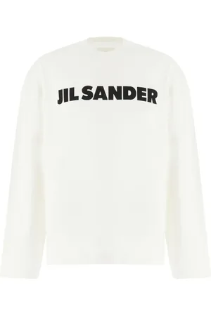 Jil Sander Koszulki, Mężczyzna, Biały, XL, Logo Koszulka z Długim Rękawem