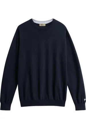 Woolrich Swetry, Mężczyzna, Niebieski, M, Bawełna, Bawełniany Sweter z Okrągłym Dekoltem