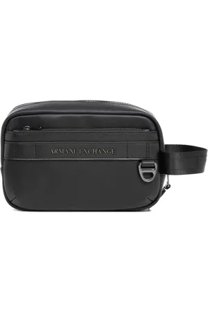 Armani Exchange Torebki, Mężczyzna, Czarny, ONE SIZE, Prosta Kosmetyczka z Zapięciem na Zamek