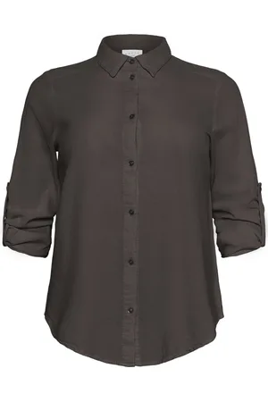 Kaffe Bluzki, Kobieta, Szary, 3XL, Czarna Ostryga Koszula Bluzka