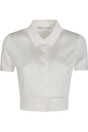 Alexander Wang Swetry, Kobieta, Biały, S, Kardigan Polo z haftem