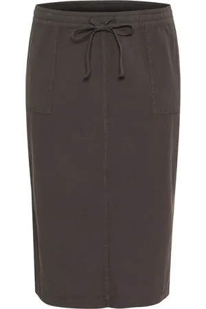 Kaffe Spódnice, Kobieta, brązowy, 2XL, Bawełna, Czarna Ostryga Spódnica z rozcieciami