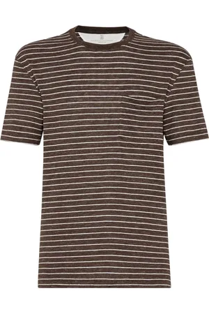 Brunello Cucinelli Koszulki, Mężczyzna, brązowy, M, Bawełna, Brązowy bawełniany T-shirt