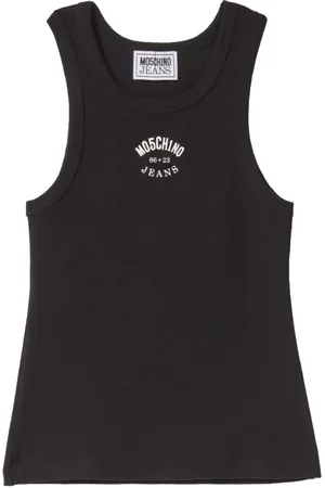 Moschino Koszulki, Kobieta, Czarny, XL, Bawełna, Koszulka z Logo Czarna