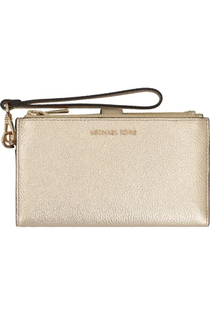 Michael Kors Akcesoria, Kobieta, Żółty, ONE SIZE, Skóra, Portfel ze Ziarniastej Skóry z Wieloma Przegrodami