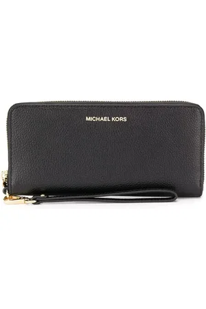 Michael Kors Akcesoria, Kobieta, Czarny, ONE SIZE, Skóra, Portfel na nadgarstek Jet Set Travel Large Logo Continental