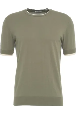 Paolo Pecora Swetry, Mężczyzna, Zielony, L, Zielony T-shirt z okrągłym dekoltem Stylowy