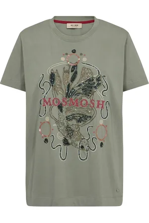 Mos Mosh Koszulki, Kobieta, Zielony, XL, Bawełna, Koi Carp Deco Tee Top Cień