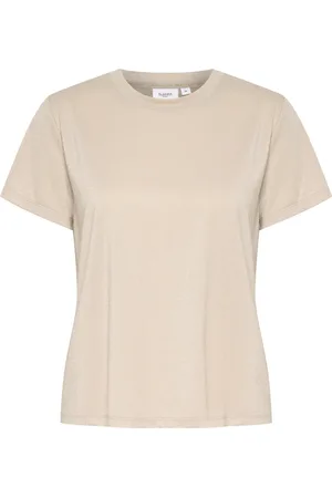 Saint Tropez Koszulki, Kobieta, Beżowy, XL, Taupe Metallic Regular T-Shirt Top