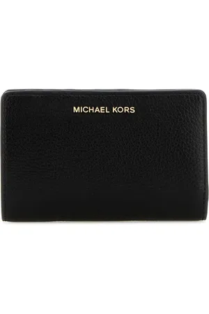 Michael Kors Akcesoria, Kobieta, Czarny, ONE SIZE, Skóra, Portfel ze skóry średniej wielkości, faktura typu pebbled