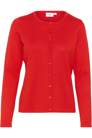 Saint Tropez Swetry, Kobieta, Czerwony, XS, Flame Scarlet Sweter z okrągłym dekoltem