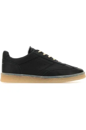 Maison Margiela Buty, Mężczyzna, Czarny, 40 EU, Skóra, Klasyczne Czarne Skórzane Sneakersy