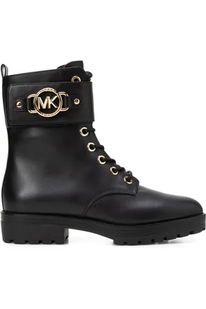 Michael Kors Buty, Kobieta, Czarny, 37 EU, Czarne Botki Metalowe na Płaskim Obcasie