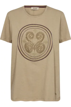 Mos Mosh Koszulki, Kobieta, Beżowy, XS, Bawełna, Koszulka z haftem Tee Toppe & T-Shirts