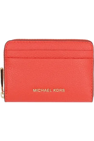 Michael Kors Akcesoria, Kobieta, Czerwony, ONE SIZE, Skóra, Portfel ze skóry o fakturze ziarnistej z zamkiem błyskawicznym