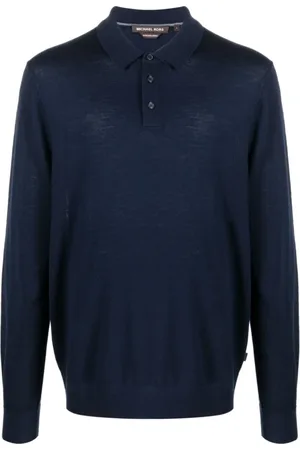 Michael Kors Koszulki, Mężczyzna, Niebieski, M, Wełna, Polo Midnight Merino LS