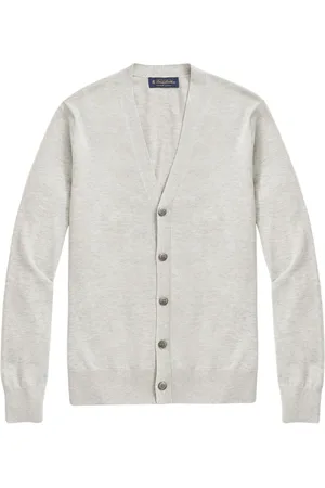 Brooks Brothers Swetry, Mężczyzna, Szary, M, Bawełna, Kardigan z guzikami z bawełny Supima