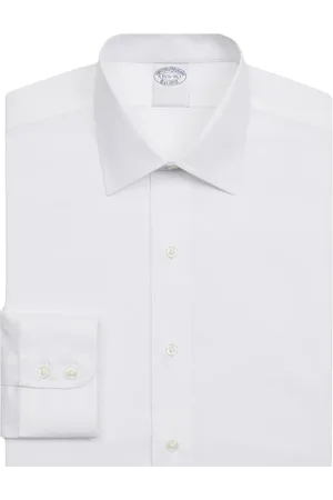Brooks Brothers Koszule, Mężczyzna, Biały, S, Bawełna, Slim Fit Biała Koszula Męska Z Bawełny Z Lycrą, Niegniotąca, Kołnierzyk Ainsley