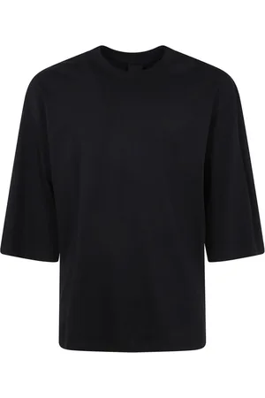 THOM KROM Koszulki, Mężczyzna, Czarny, S, Czarna T-shirt z opadającym ramieniem i tonalnymi przeszyciami