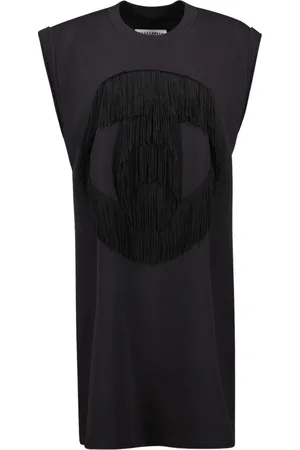 Maison Margiela Koszulki, Kobieta, Czarny, S, Bawełna, Sukienka z frędzlami z bawełny