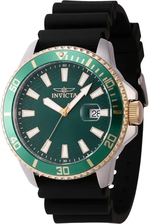 Invicta Akcesoria, Mężczyzna, Czarny, ONE SIZE, Zielony Silikonowy Zegarek Analogowy Model