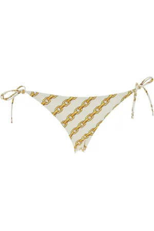 VERSACE Stroje kąpielowe, Kobieta, Biały, S, Biały Dół Bikini z Wzorem Łańcucha