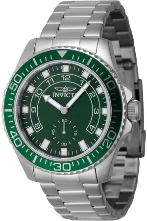 Invicta Akcesoria, Mężczyzna, Szary, ONE SIZE, Zielona tarcza stalowy zegarek chronograf