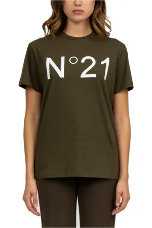 Nº21 Koszulki, Kobieta, Zielony, S, Zielony T-shirt z Logo