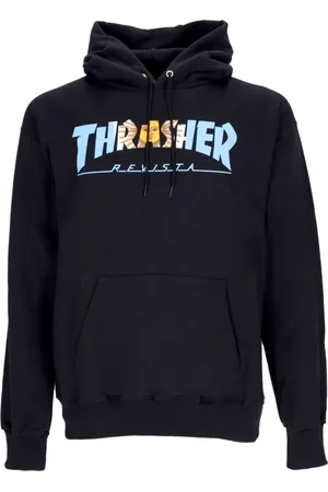 Thrasher Bluzy, Mężczyzna, Czarny, S, Argentina Revista Czarna Bluza z Kapturem Długi Rękaw
