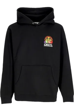 Obey Bluzy, Mężczyzna, Czarny, L, Czarna Bluza Polarowa z Haftem