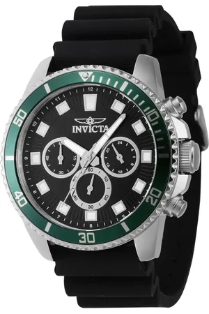 Invicta Akcesoria, Mężczyzna, Czarny, ONE SIZE, Analogowy Chronograf Zegarek z Paskiem Silikonowym