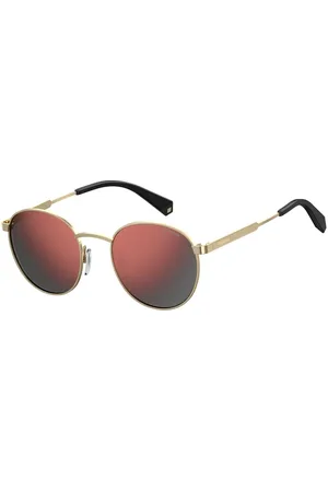 Polaroid Akcesoria, unisex, Żółty, ONE SIZE, Złote Metalowe Okulary Przeciwsłoneczne Styl Retro