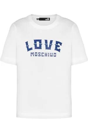 Moschino Koszulki, Kobieta, Biały, M, Koszulka z nadrukiem i logo bawełniana