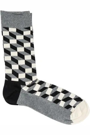 Happy Socks Bielizna, Kobieta, Wielobarwność, S, Geometryczne Skarpetki Crew Optyczna Iluzja Styl