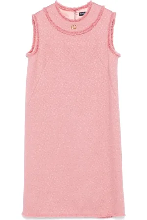 Dolce & Gabbana Sukienki, Kobieta, Różowy, S, Różowa Sukienka z Frędzlami Bez Rękawów
