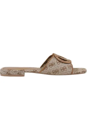 Guess Buty, Kobieta, Beżowy, 40 EU, Eleganckie Wydrukowane Kapcie Tekstylne