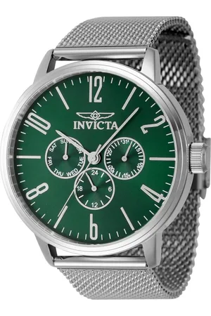 Invicta Akcesoria, Mężczyzna, Szary, ONE SIZE, Zielona tarcza stalowa chronograficzny zegarek