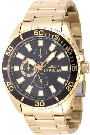 Invicta Akcesoria, Mężczyzna, Żółty, ONE SIZE, Złoty Chronografowy Zegarek ze Stali Nierdzewnej