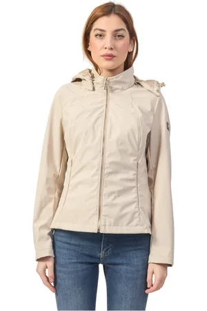 YES ZEE BY ESSENZA Kurtki, Kobieta, Beżowy, 2XL, Beżowa Kurtka Softshell z Kapturem